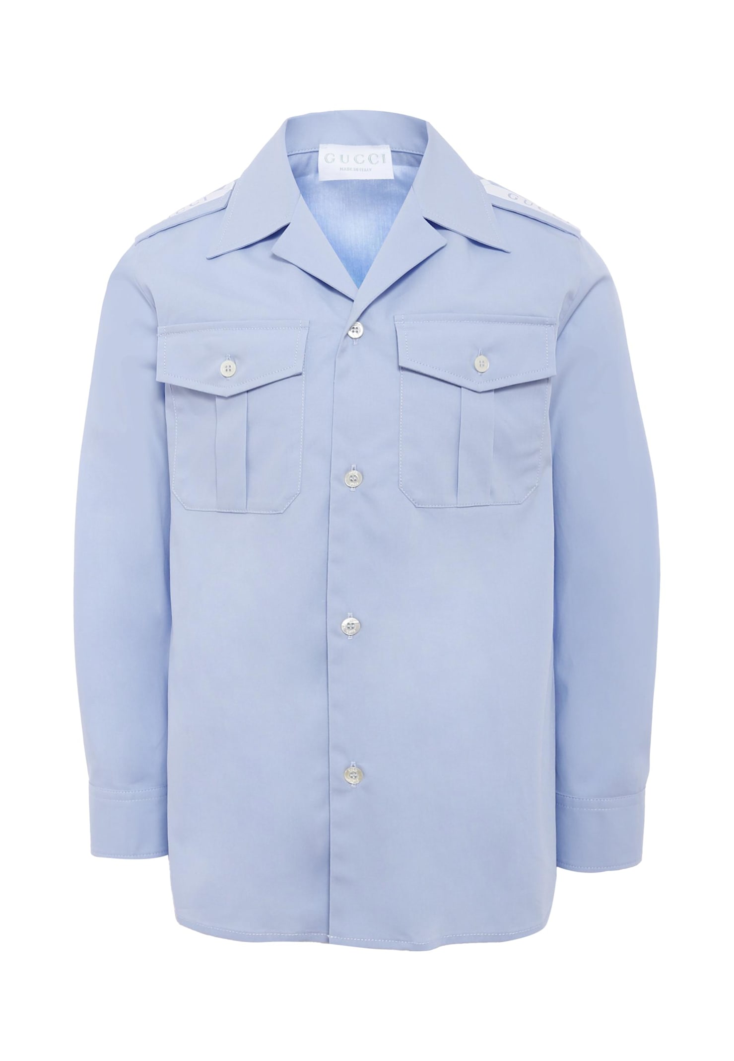 Gucci Light Blue Shirt For Boy With Logo