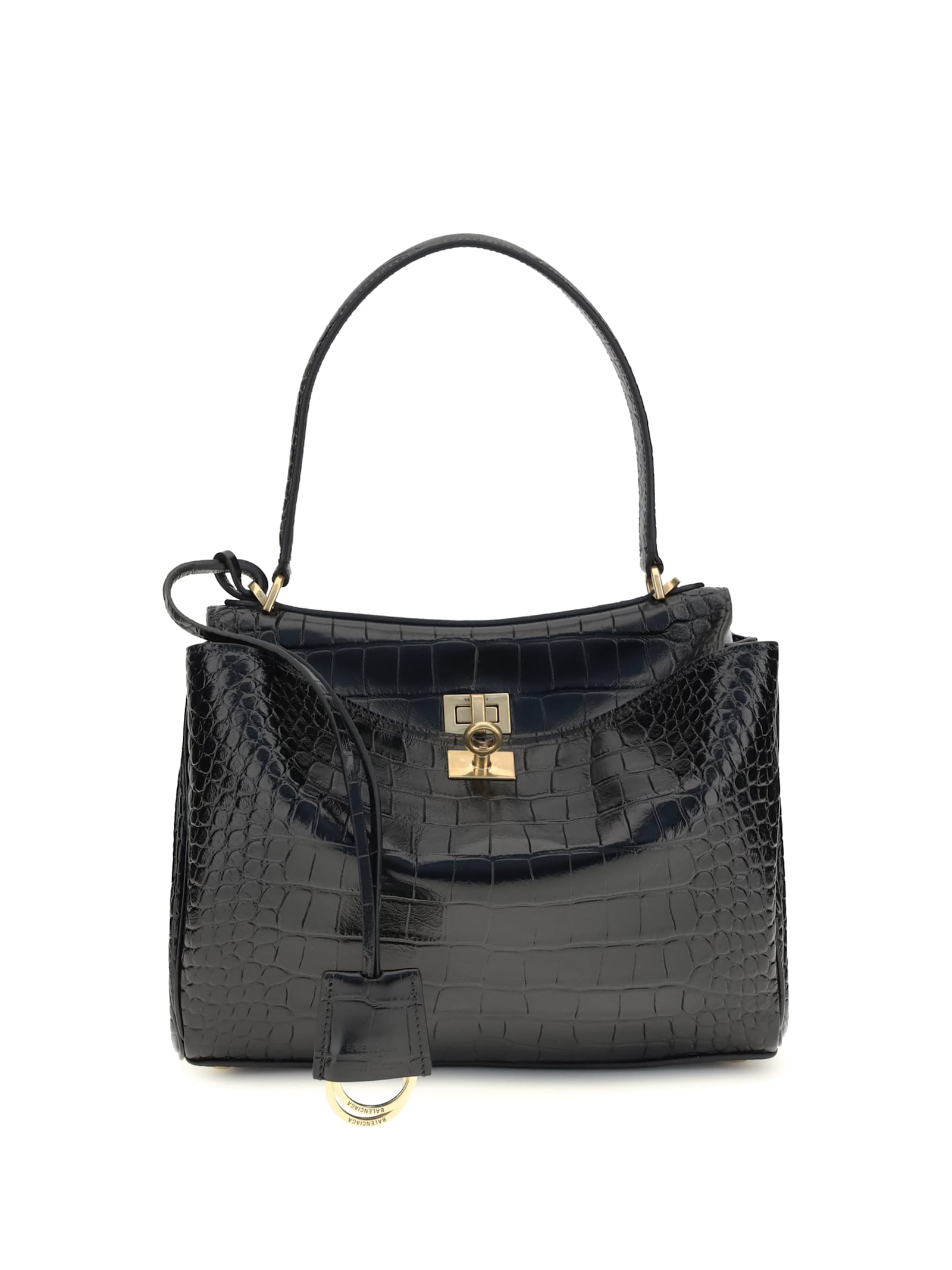 Balenciaga Rodeo Shoulder Bag In Crocodile-print Leather