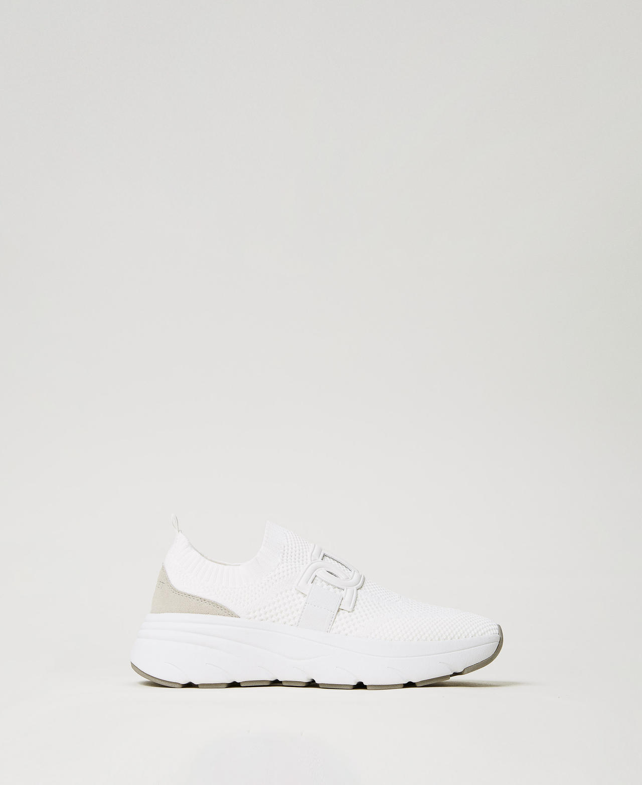 Twinset Chaussures - Baskets de running en maille technique, Blanc, Taille: 38