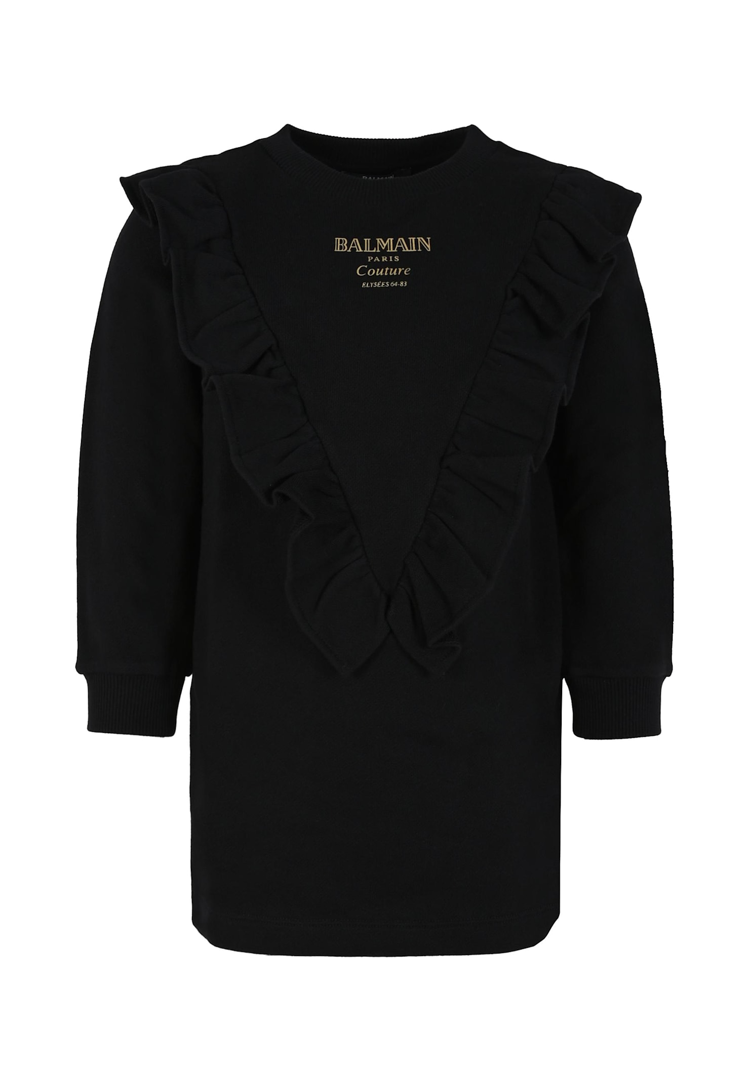 Balmain Black Dress For Girl With Logo
