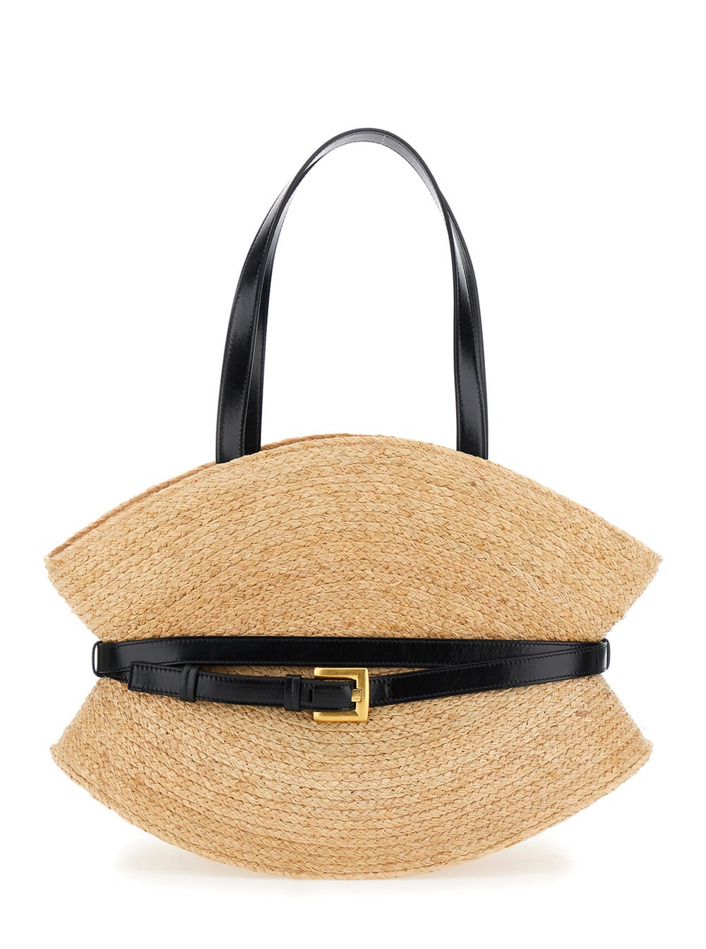 Balmain Shuffle Medium-raffia & calfskin