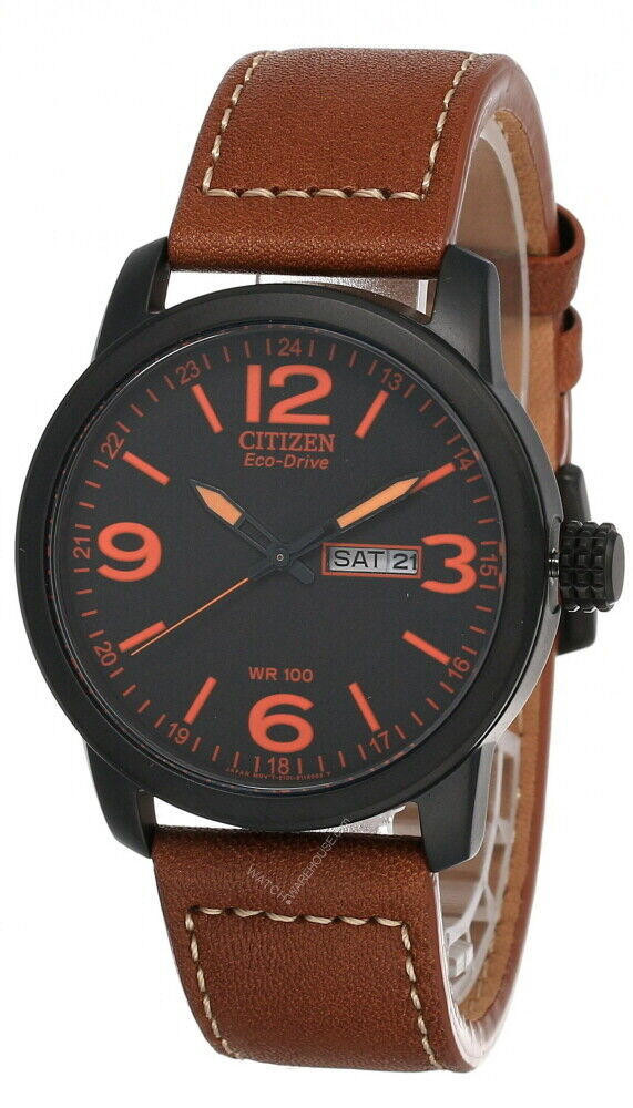 New Citizen Eco-Drive Black Dial LTHR Strap Men's Watch BM8475-26E