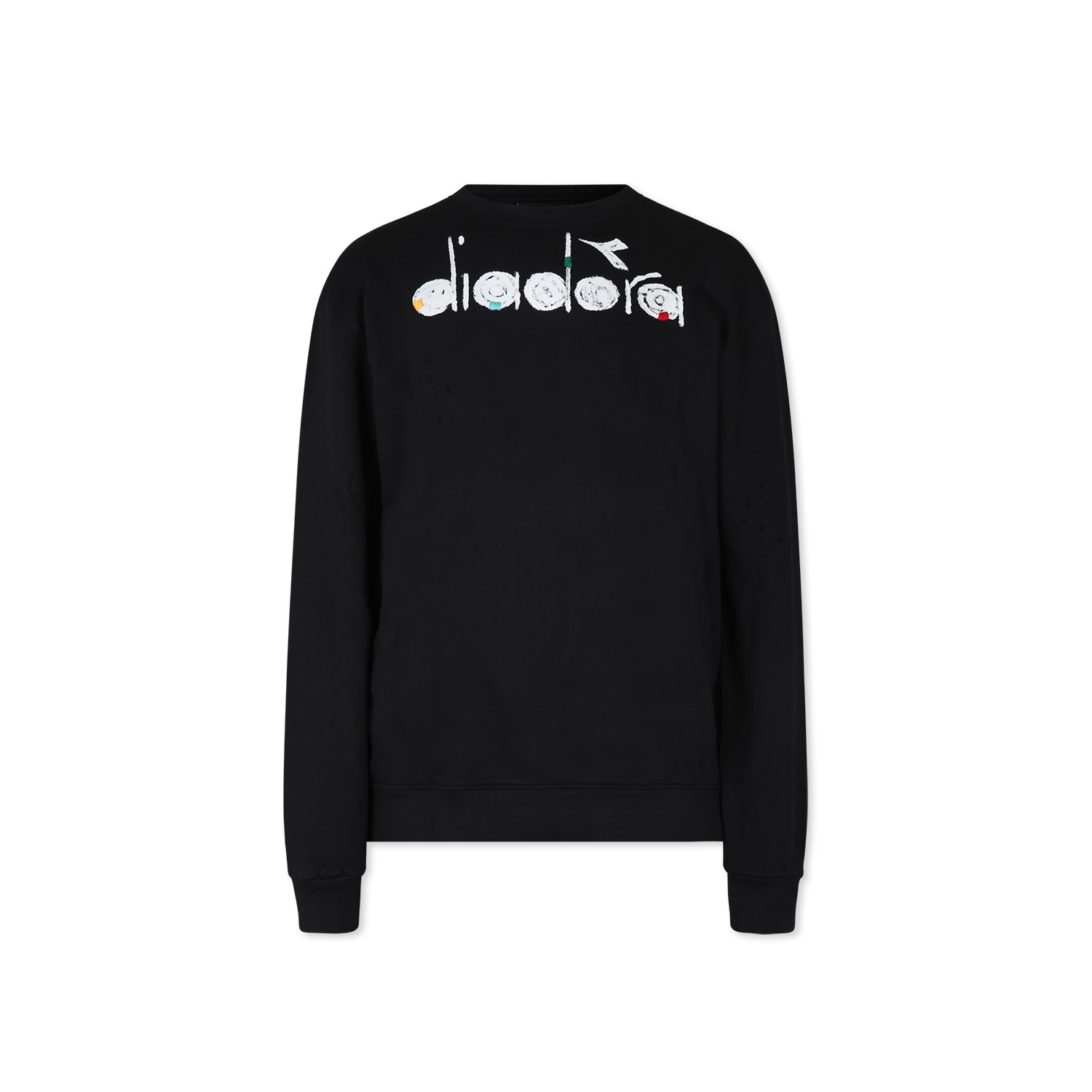 Diadora Black Sweatshirt For Kids With Logo