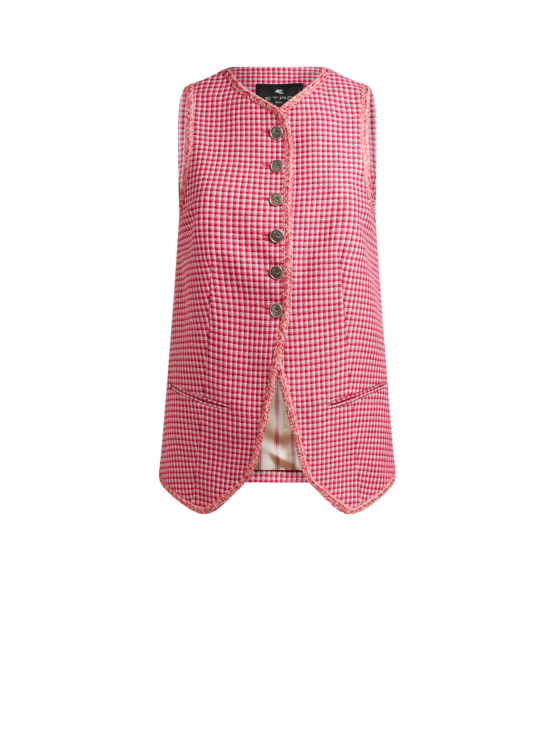 Etro, Gilet À Micro Carreaux, Femme, Rouge, Taille 48