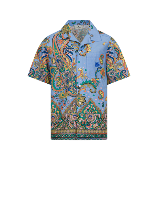 Etro, Chemise Bowling À Imprimé Placé, Multicolore, Taille 6Y
