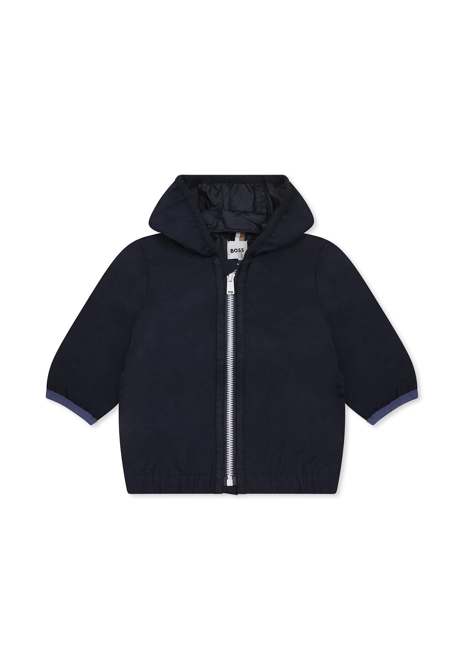 Hugo Boss Blue Windbreaker Jacket For Baby Boy With Logo