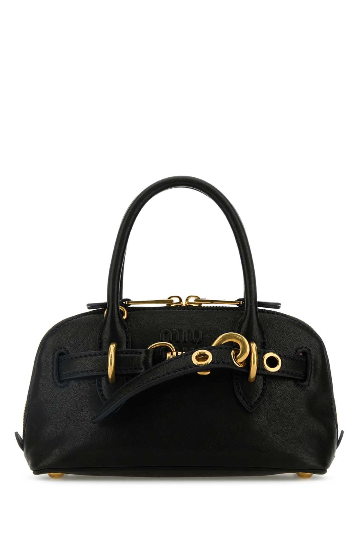 Miu Miu Black Leather Mini Aventure Handbag