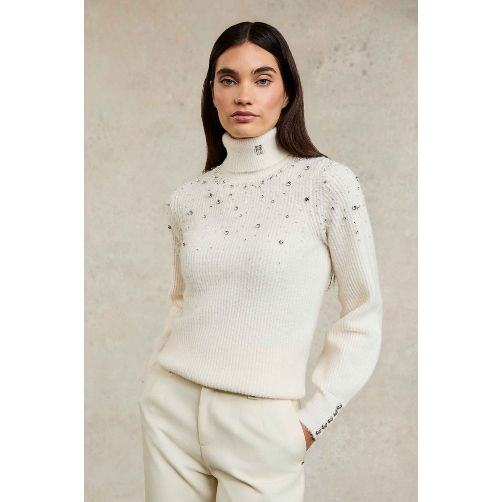 Kelsie Rib Embellished Roll Neck Jumper