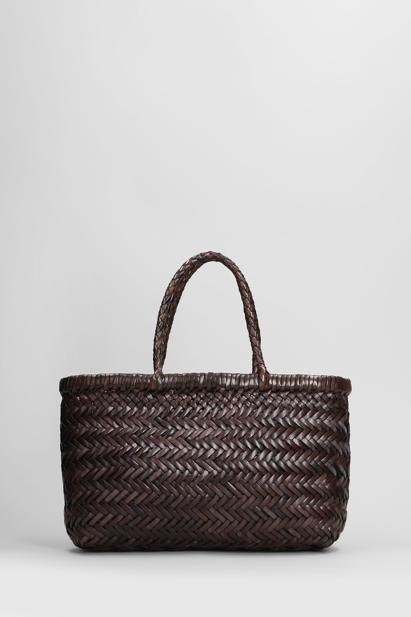 Dragon Diffusion Mini Flat Gora Baskt Hand Bag In Brown Leather