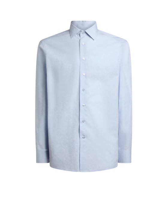 Etro, Chemise En Jacquard De Coton, Homme, Bleu Poudre, Taille 38