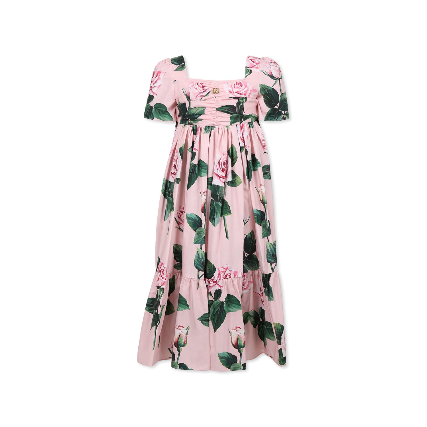 Dolce & Gabbana Pink Dress For Girl With Logo