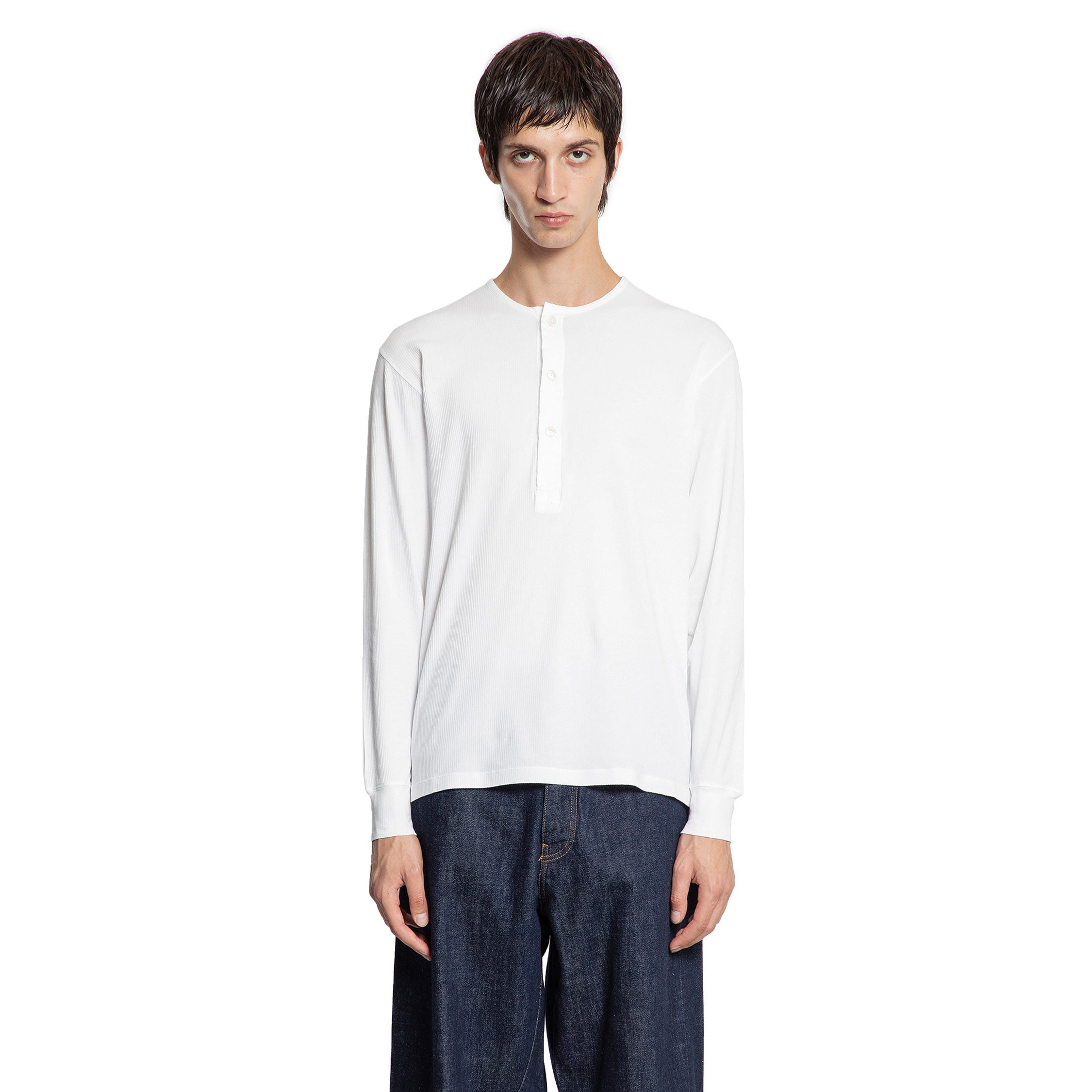 Cotton Stretch Rib Henley T-Shirt