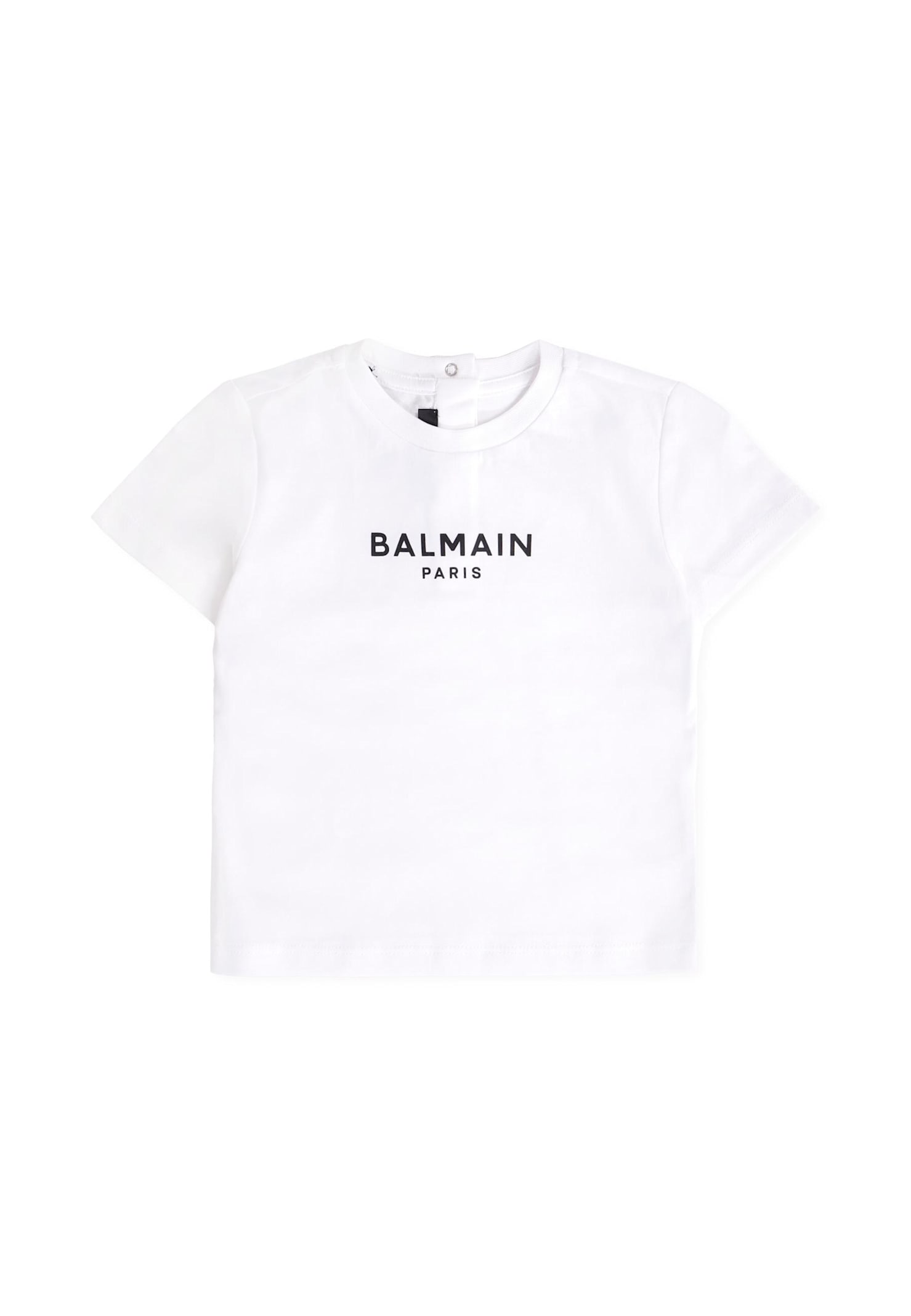 Balmain White T-shirt For Babykids With Logo