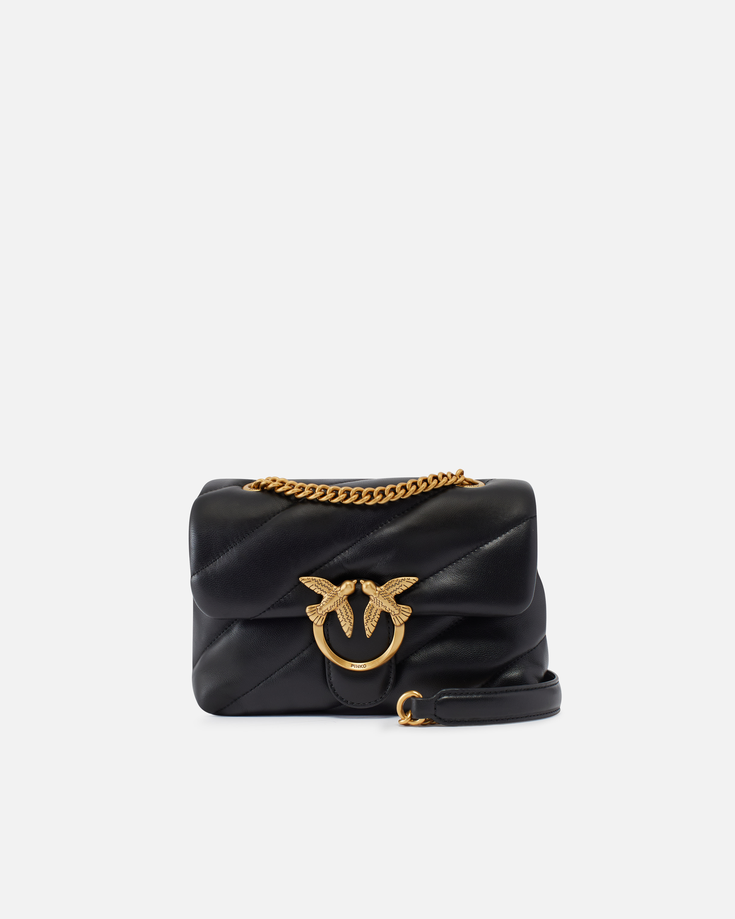 Pinko, Mini Love Bag Puff Maxi Quilt, Noir-vieil or, U