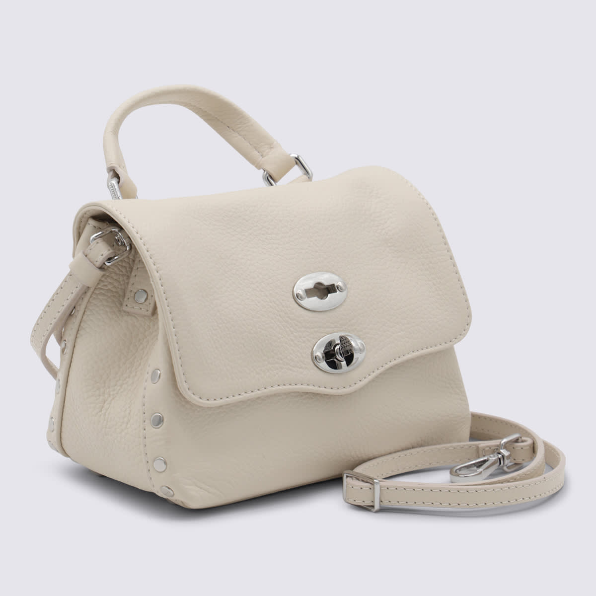 Zanellato White Leather Postina Baby Top Handle Bag