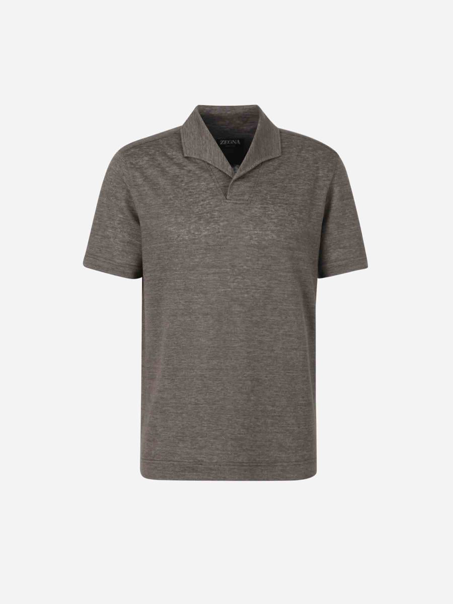 Zegna Plain Linen Polo