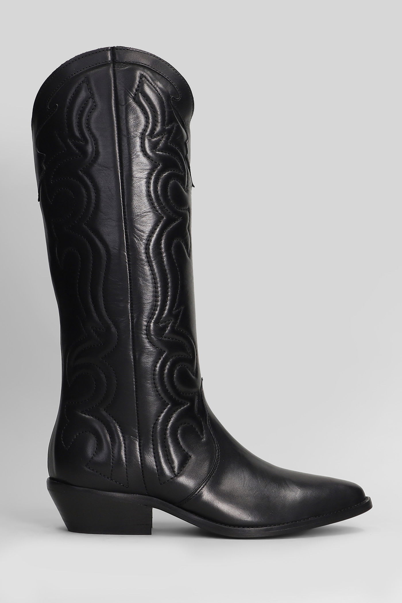 Julie Dee Texan Boots In Black Leather