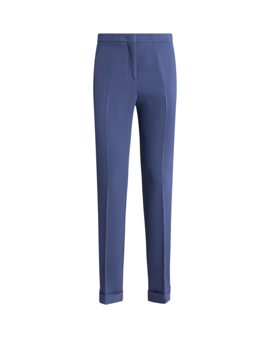 Etro, Pantalon Cigarette En Cady, Femme, Bleu, Taille 36