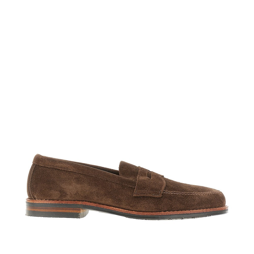 ALDEN Suede leather penny loafers Man