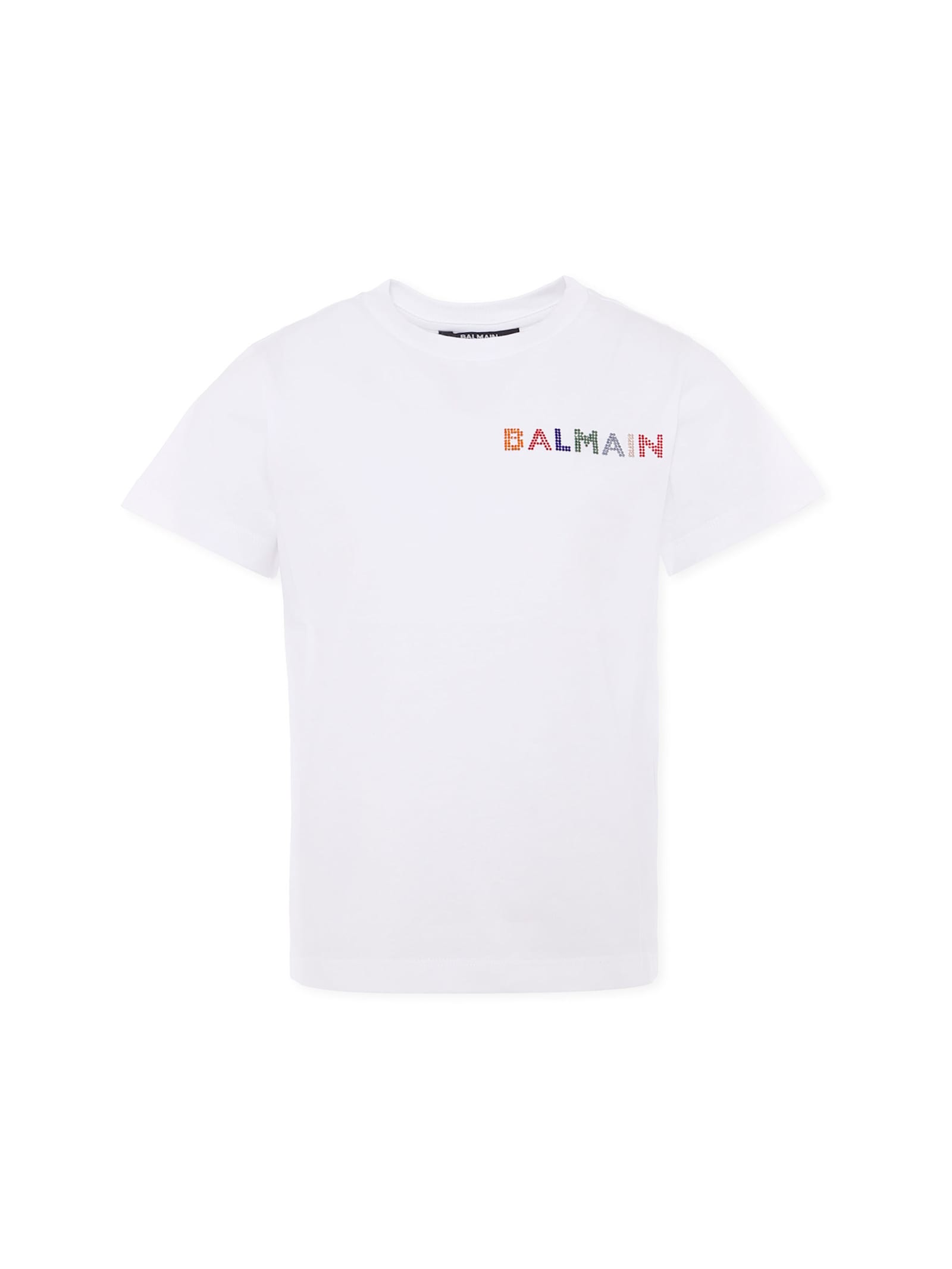Balmain White T-shirt For Girl With Logo