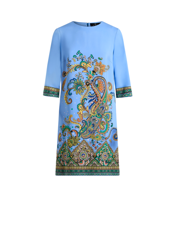 Etro, Robe Tunique En Cady Imprimé, Femme, Bleu, Taille 42