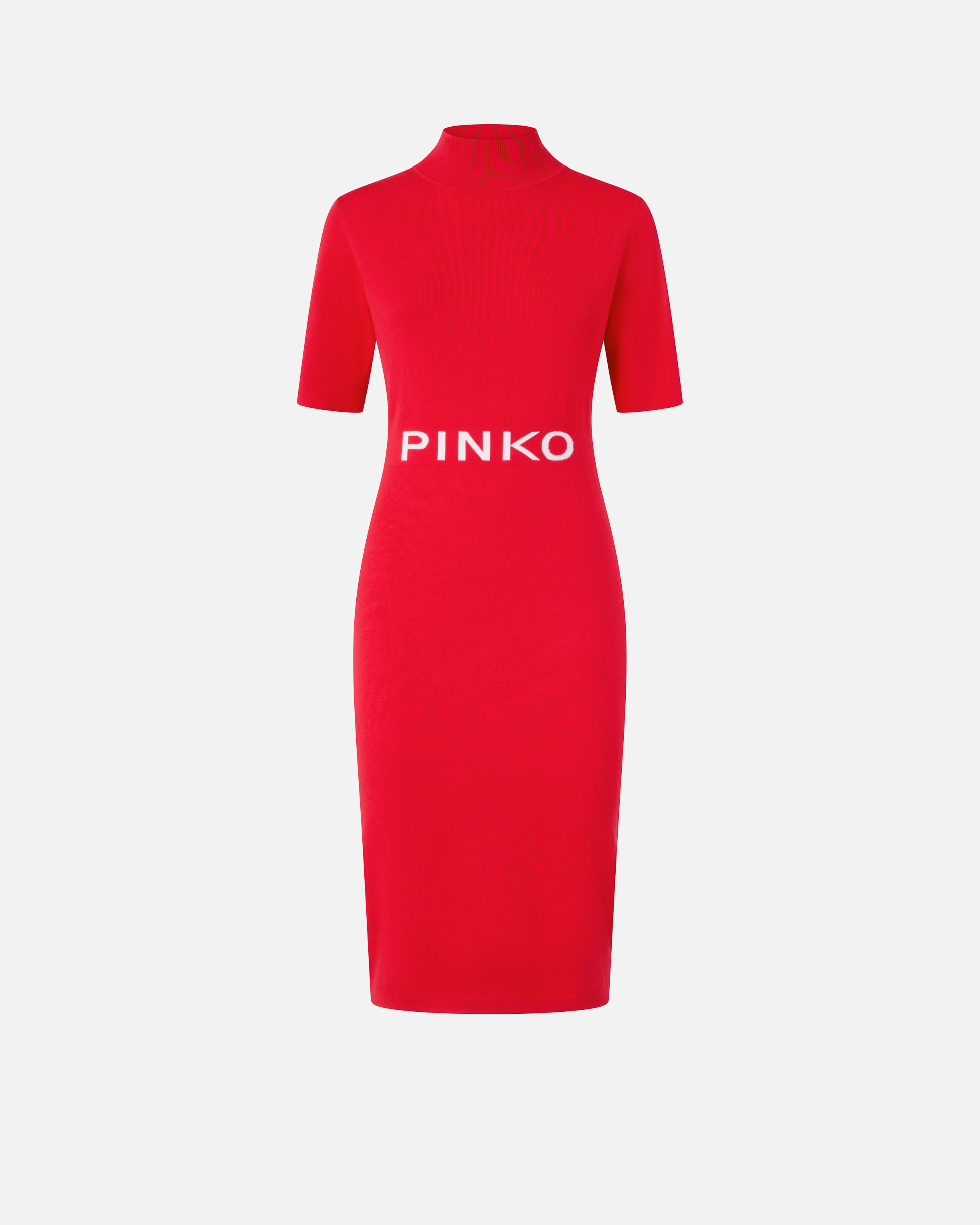 Pinko, Robe midi en maille à logo PINKO, Rouge mars, XS
