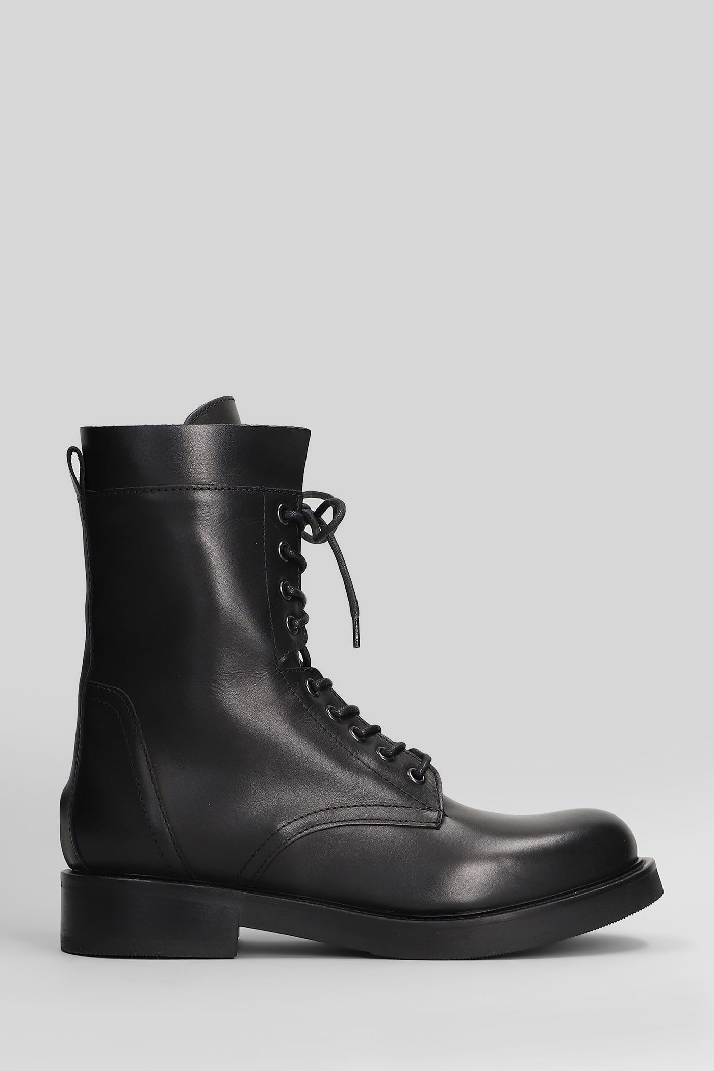 Julie Dee Combat Boots In Black Leather