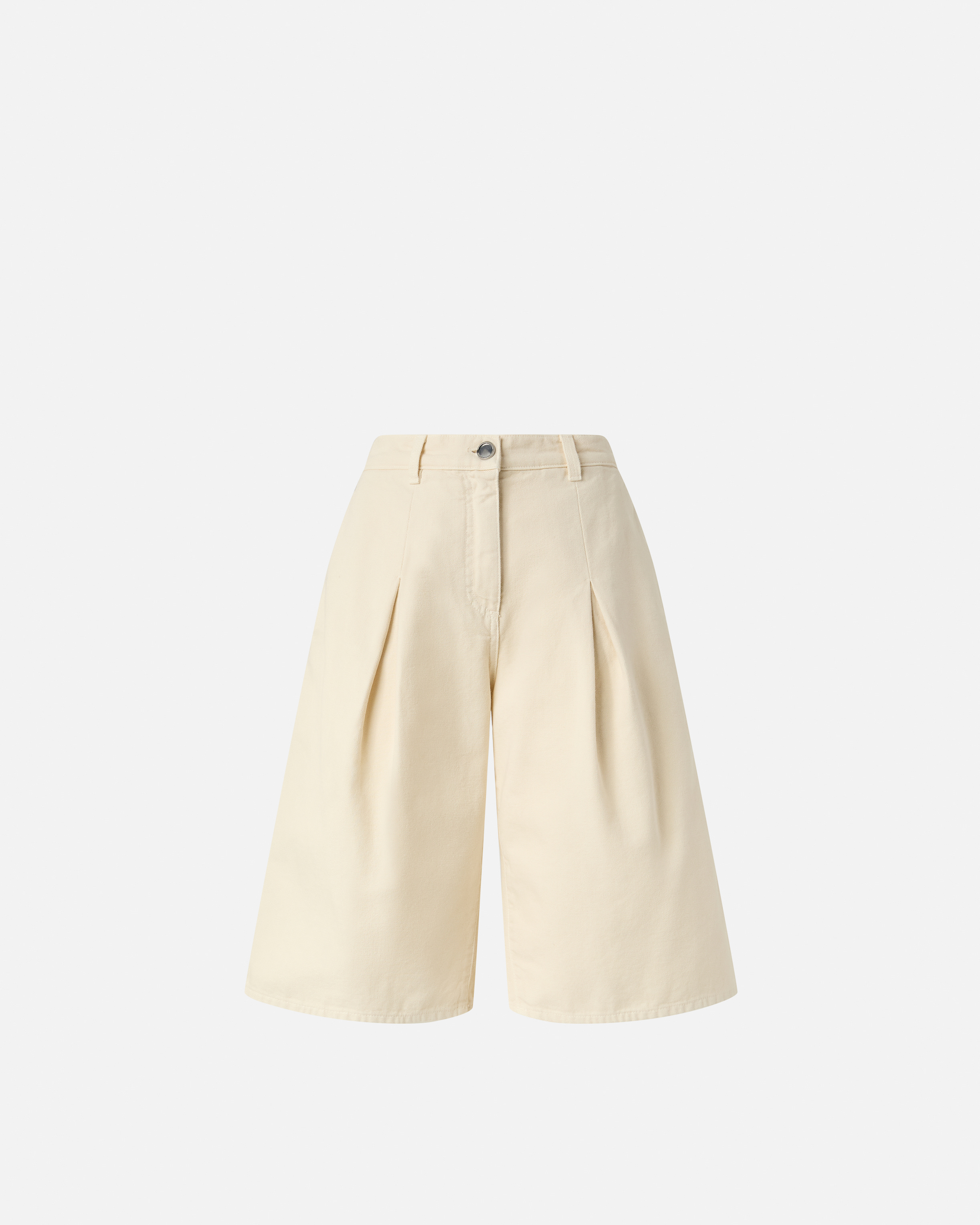 Pinko, Bermuda large en coton à poches, Blanc cygne, 36