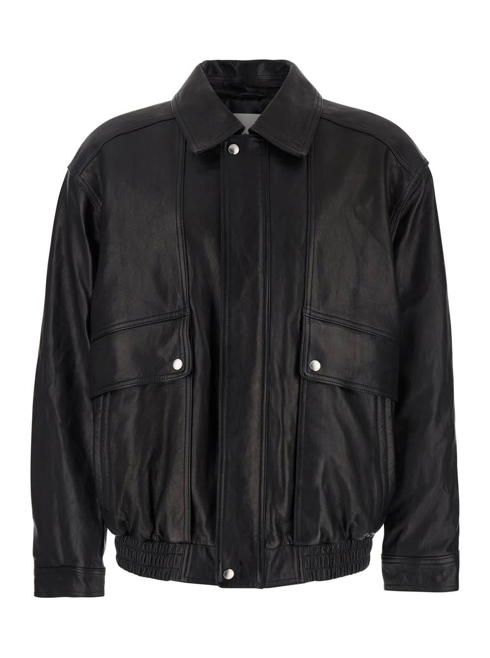Dunst Black Jacket With Pockets On The Front And Elastic Hem In Leather Man