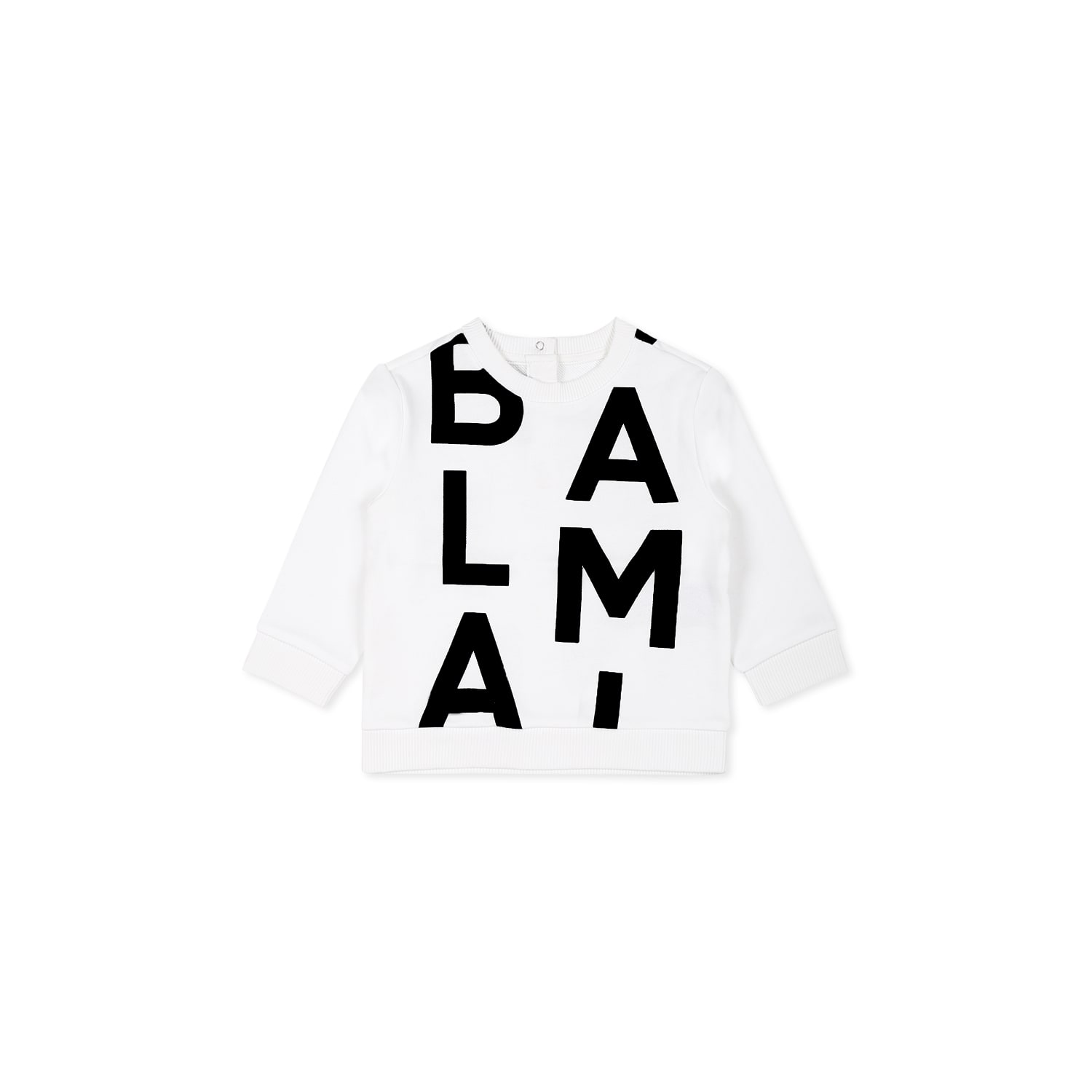 Balmain White Sweatshirt For Babykids With Logo