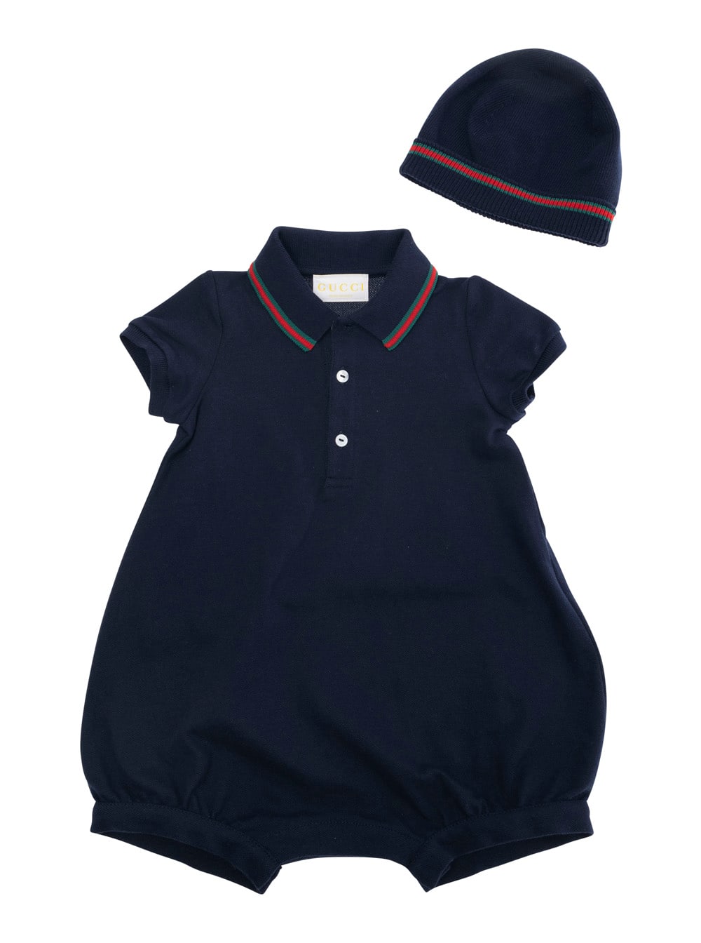 Gucci Dark Blue Tracksuit And Beanie Set In Cotton Baby