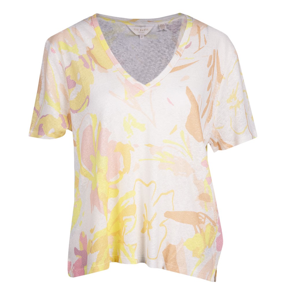 Ciana V Neck Printed Linen Top