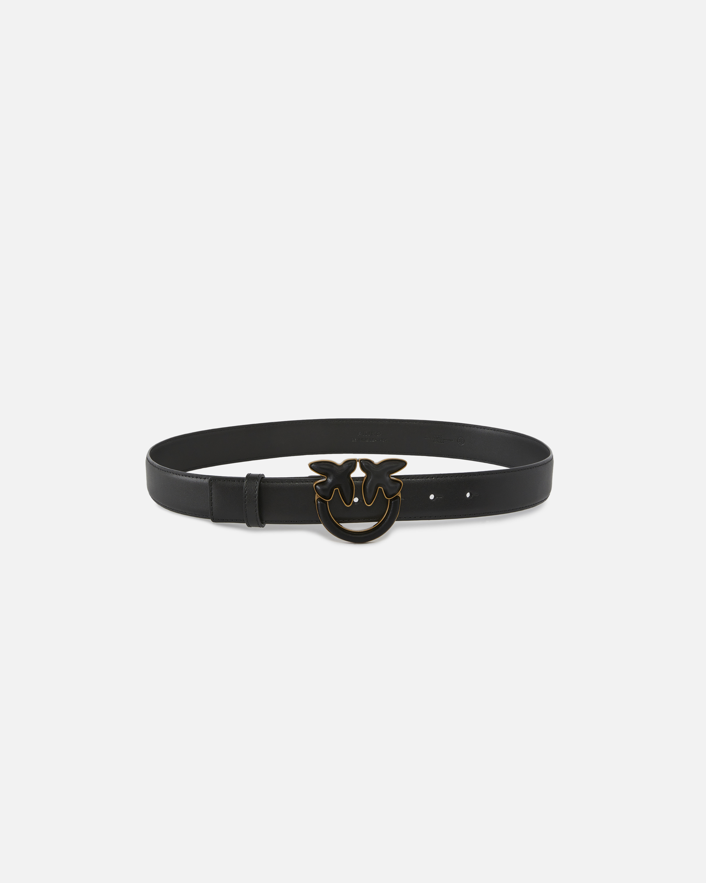 Pinko, Ceinture de 3 cm avec boucle recouverte de cuir, Noir-vieil or, XS
