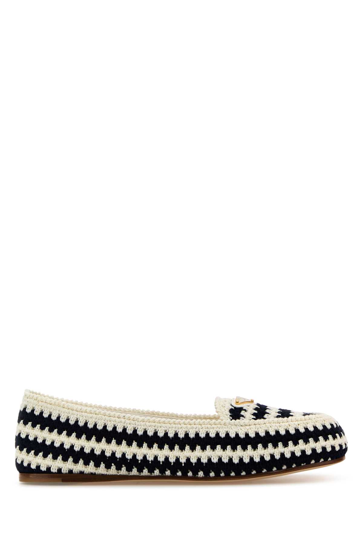 Prada Embroidered Crochet Loafers