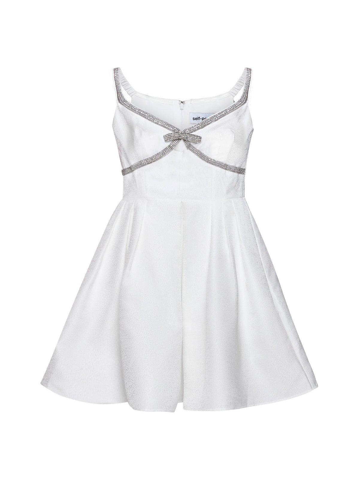 self-portrait Bow Detailed Off-shoulder Mini Dress