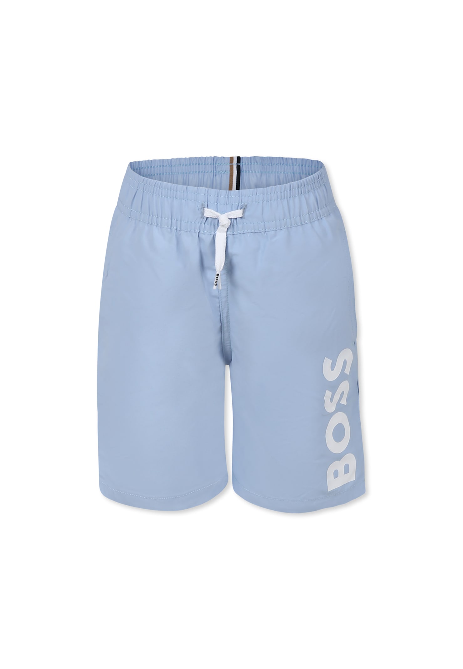 Hugo Boss Light Blue Swim Shorts For Boy With Logo