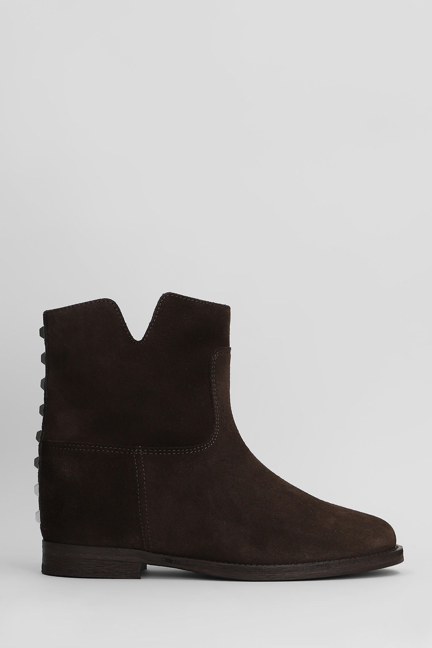 Via Roma 15 Ankle Boots Inside Wedge In Dark Brown Suede