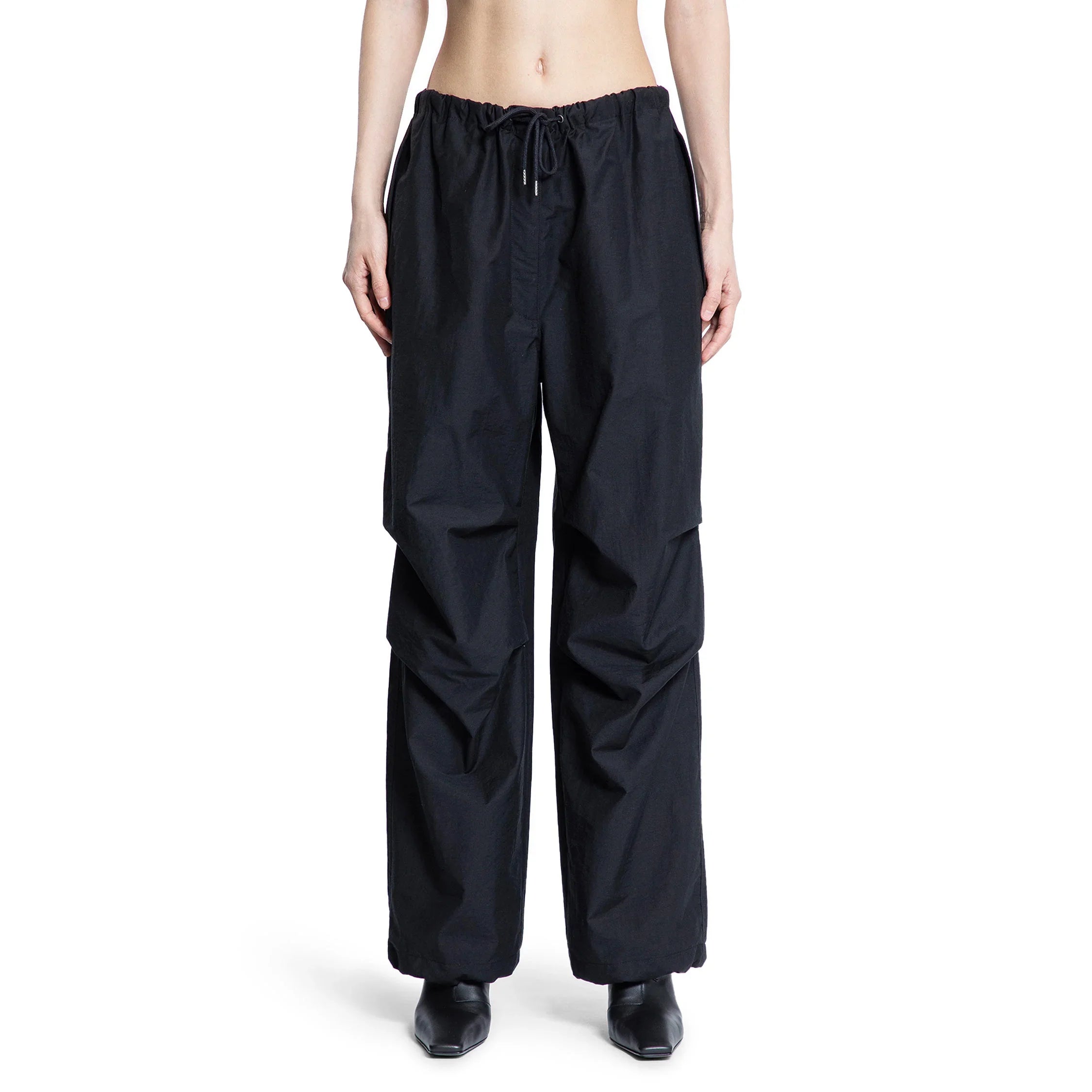 Crinkled Cotton Nylon Baggy Trousers