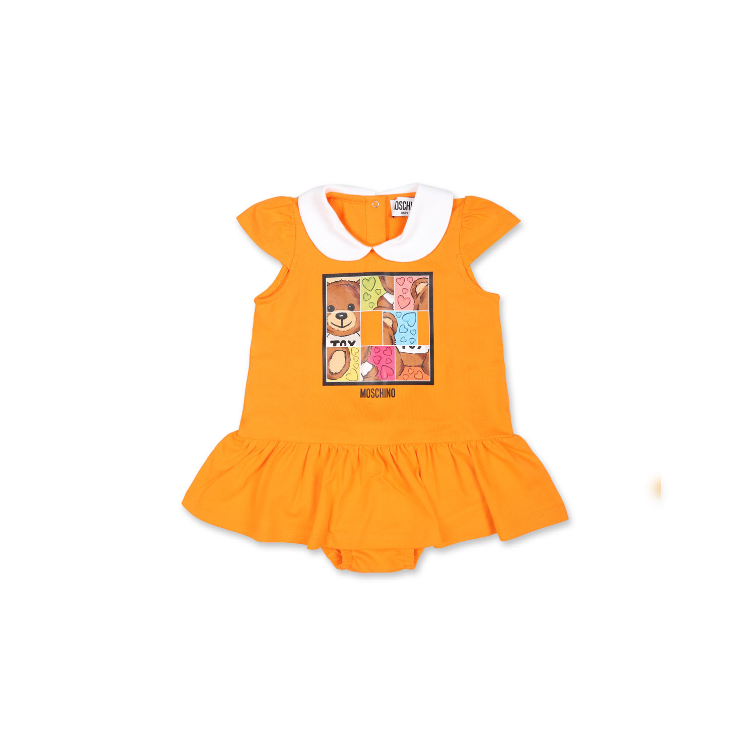Moschino Orange Dress For Baby Girl With Teddy Bear