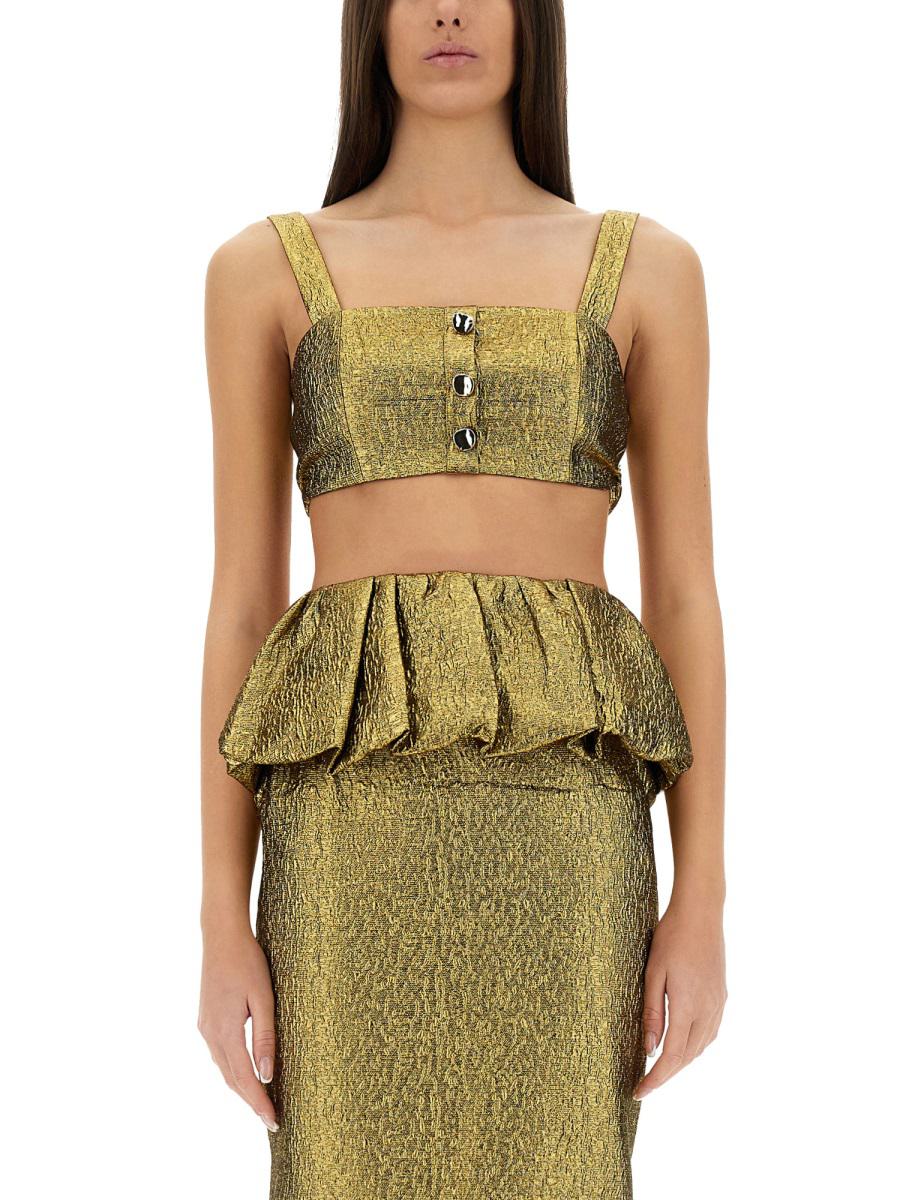 Self-Portrait Metallic Jacquard Crop Top