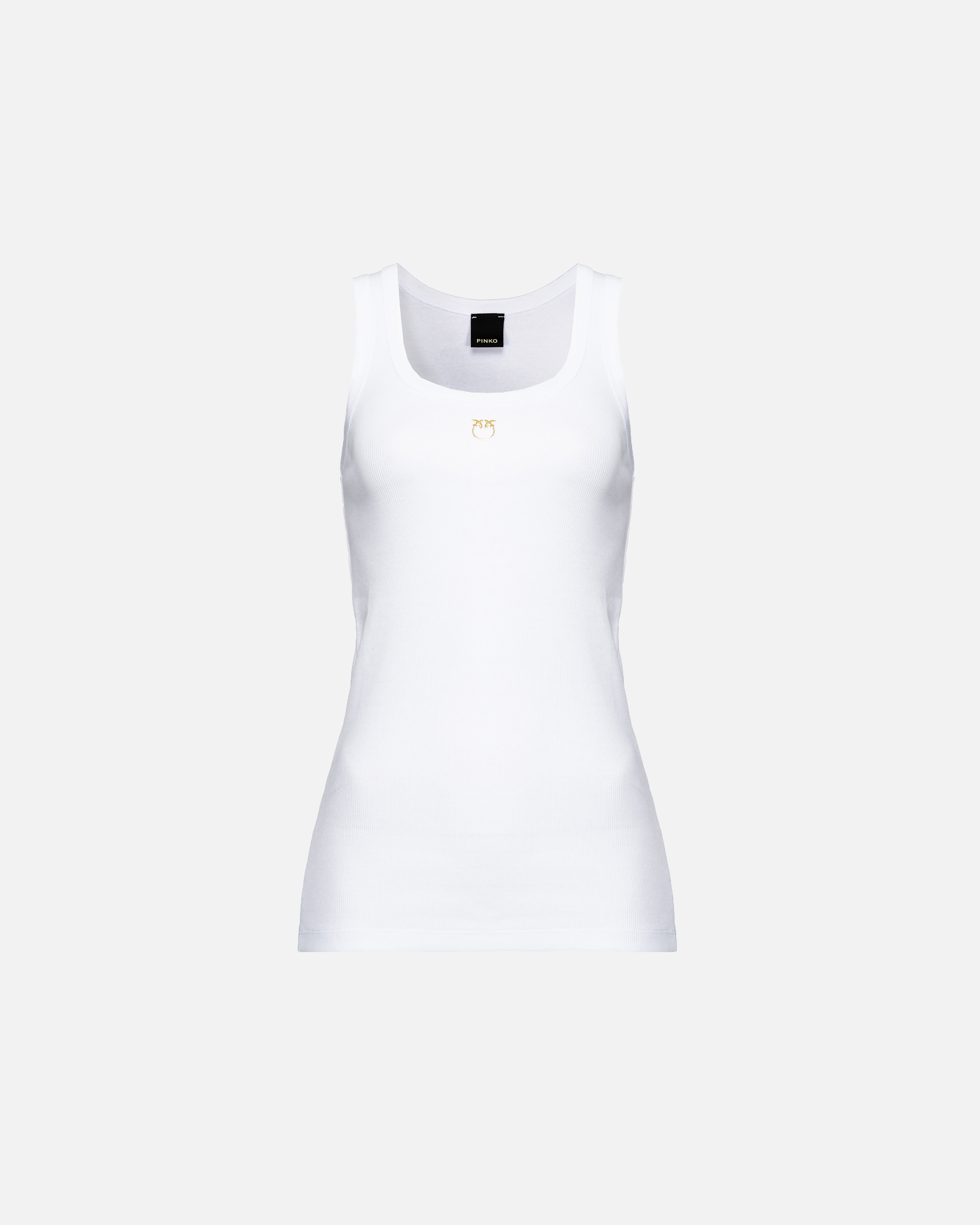 Pinko, Débardeur avec broderie Love Birds, Blanc brill., L