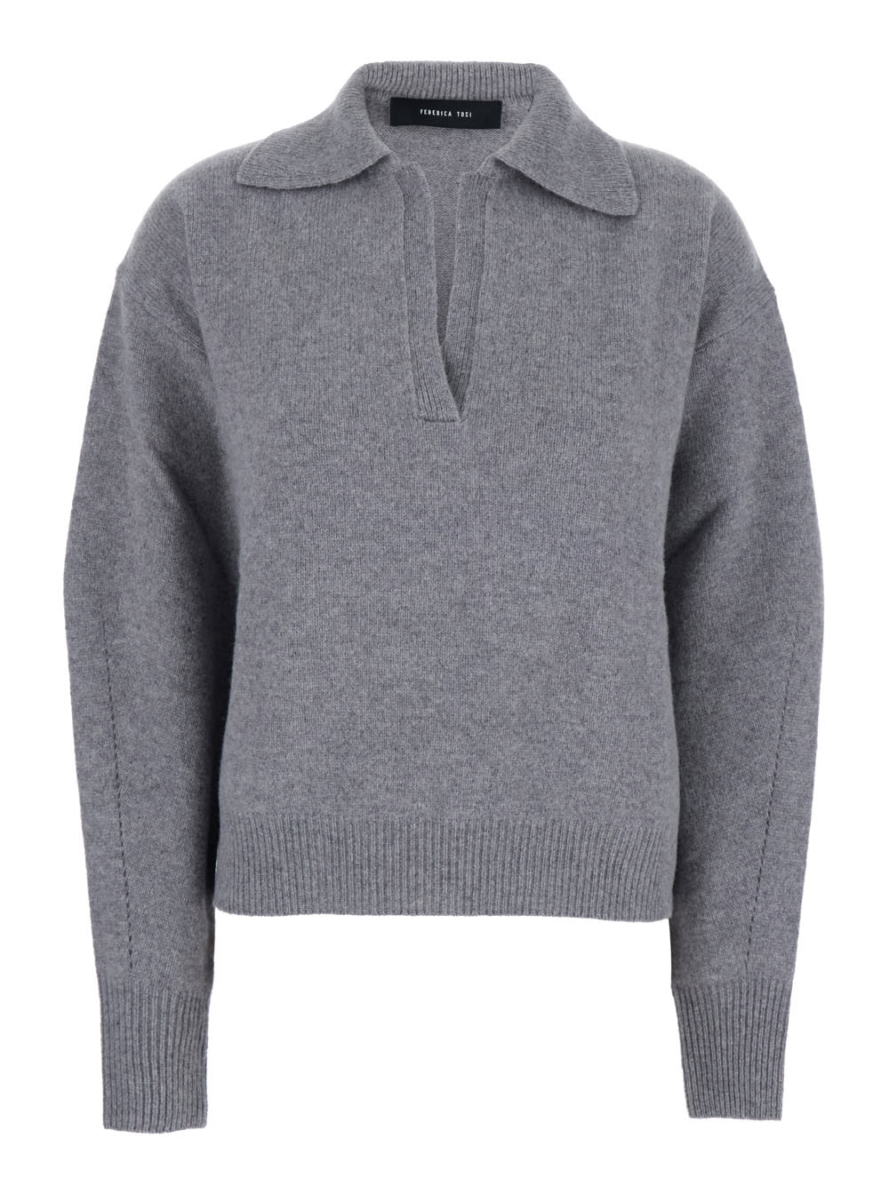 Federica Tosi Maglia Polo 70%lana/30%cashmere Maniche Balloon