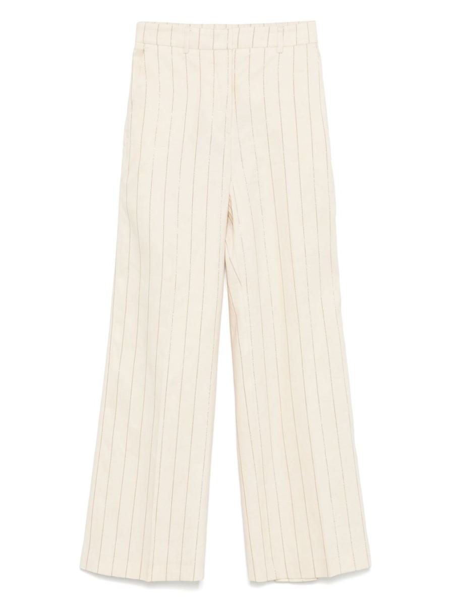 Seventy Cream Linen Blended Pinstriped Jacket
