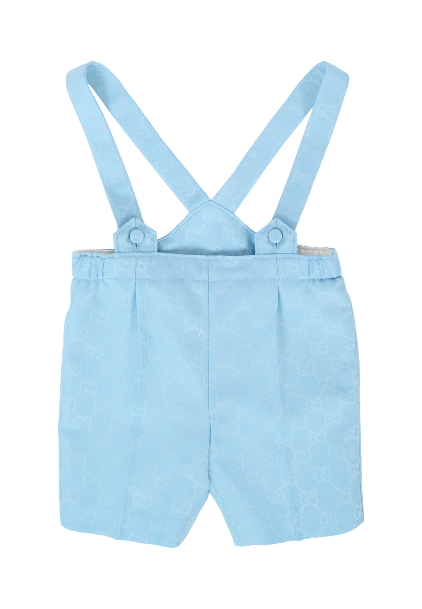 Gucci Light Blue Dungarees For Baby Boy With Gg