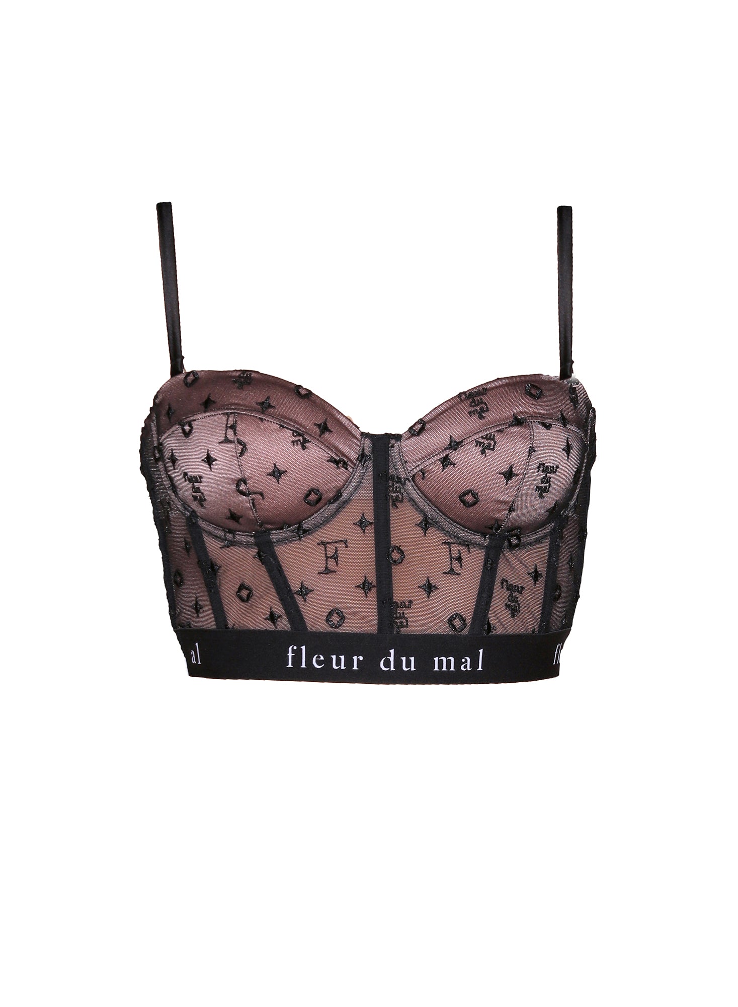 Fleur du Mal Monogram Embroidery Bustier Top