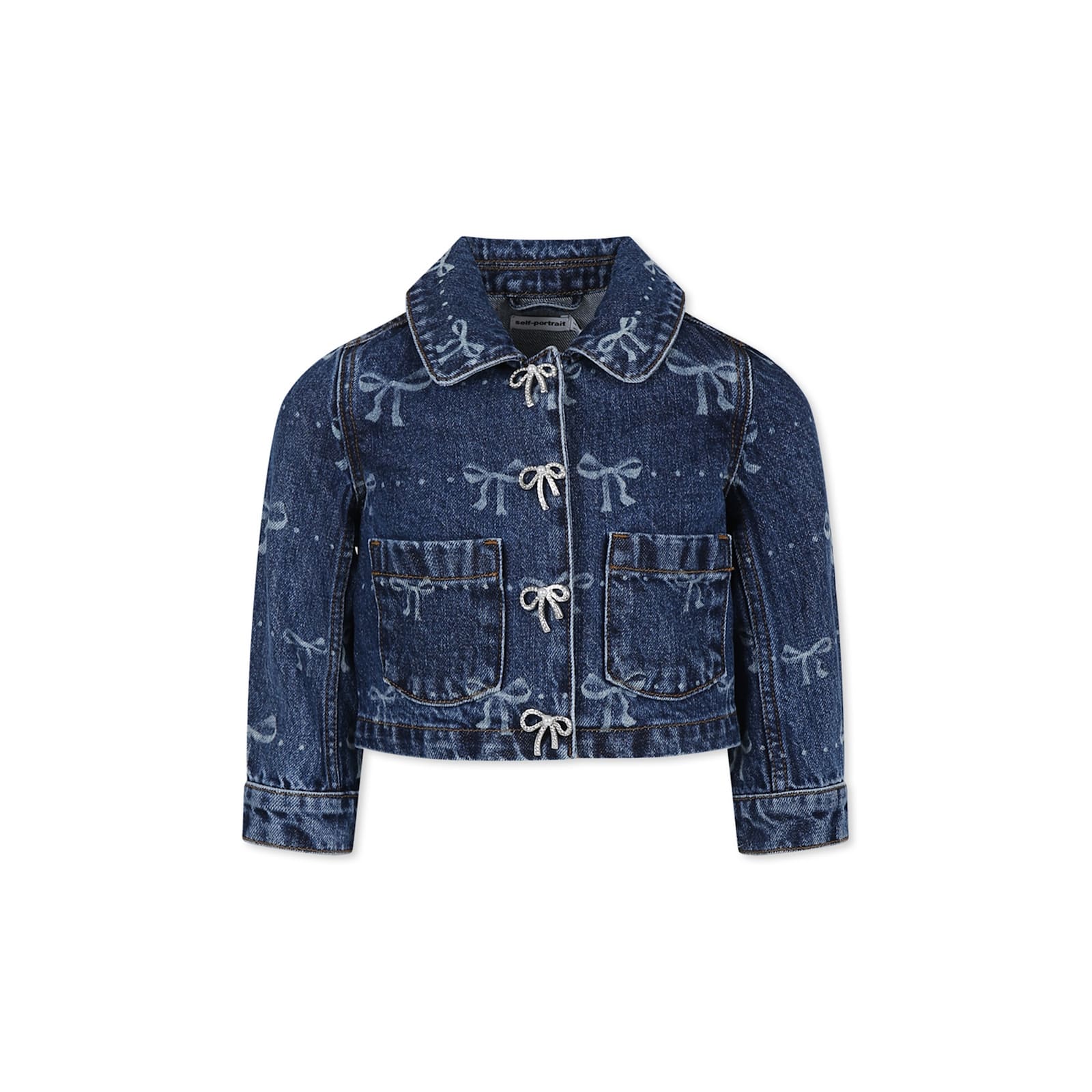 self-portrait Blue Jacket For Girl With Bows