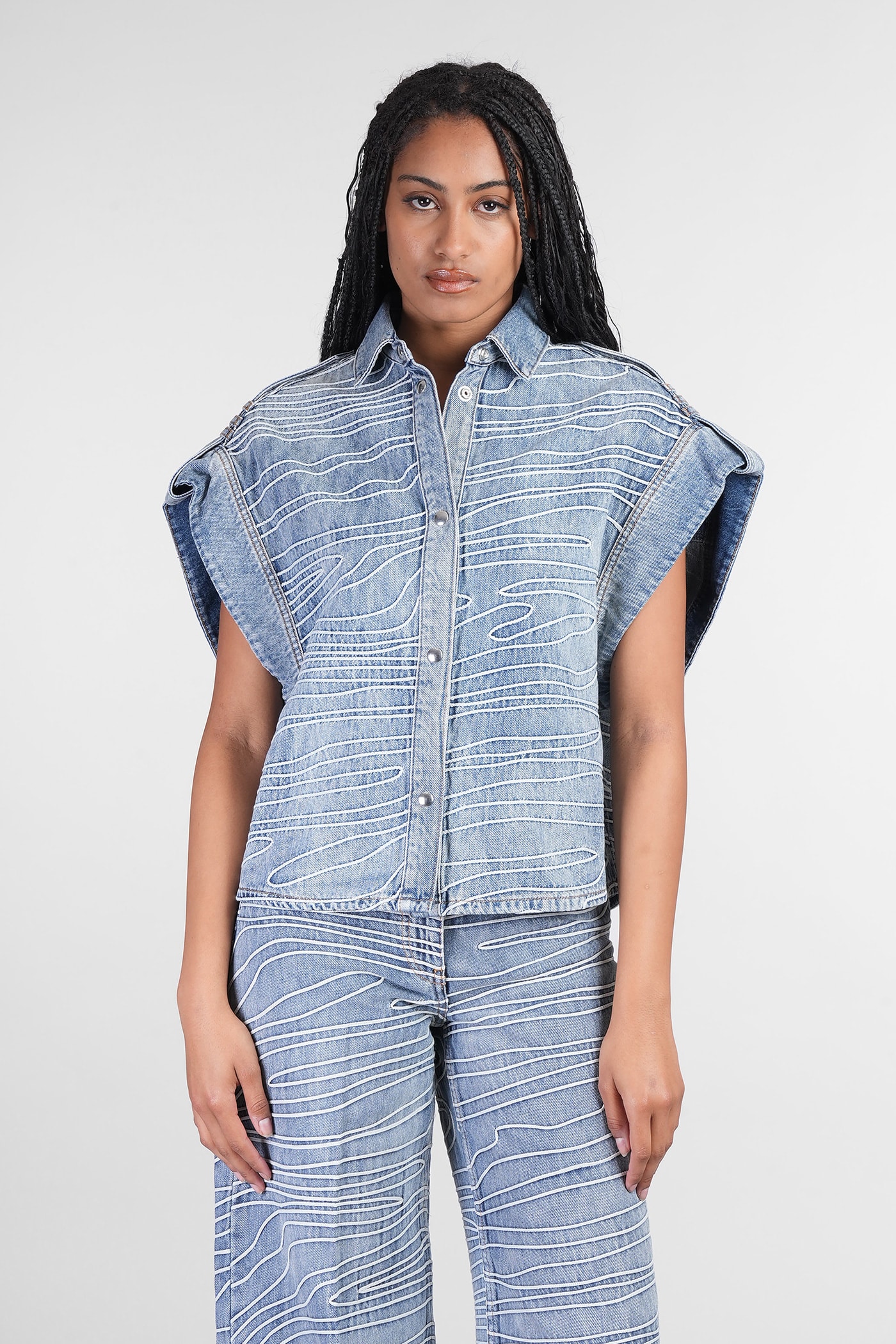 IRO Valentina Vest In Blue Cotton