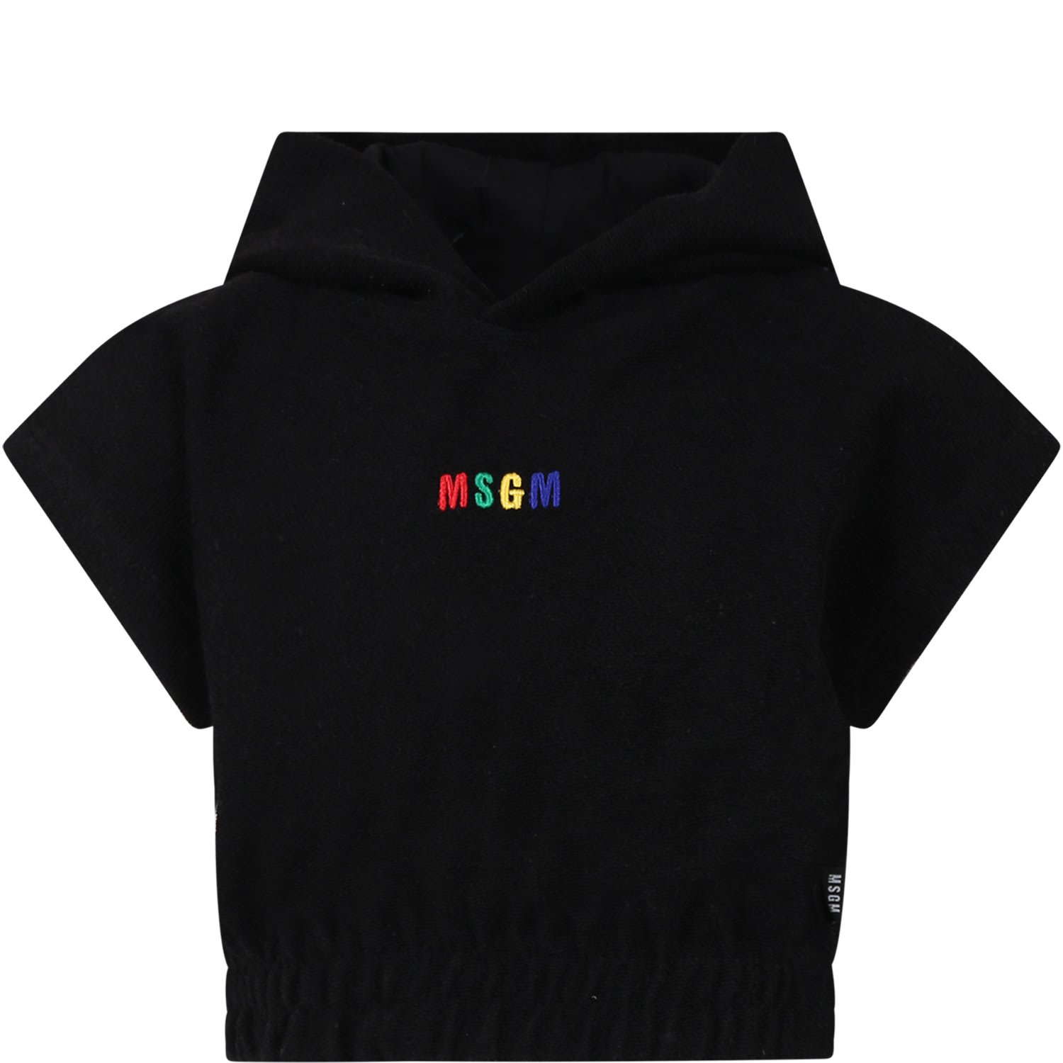 MSGM Black Sweatshirt For Girl With Logo