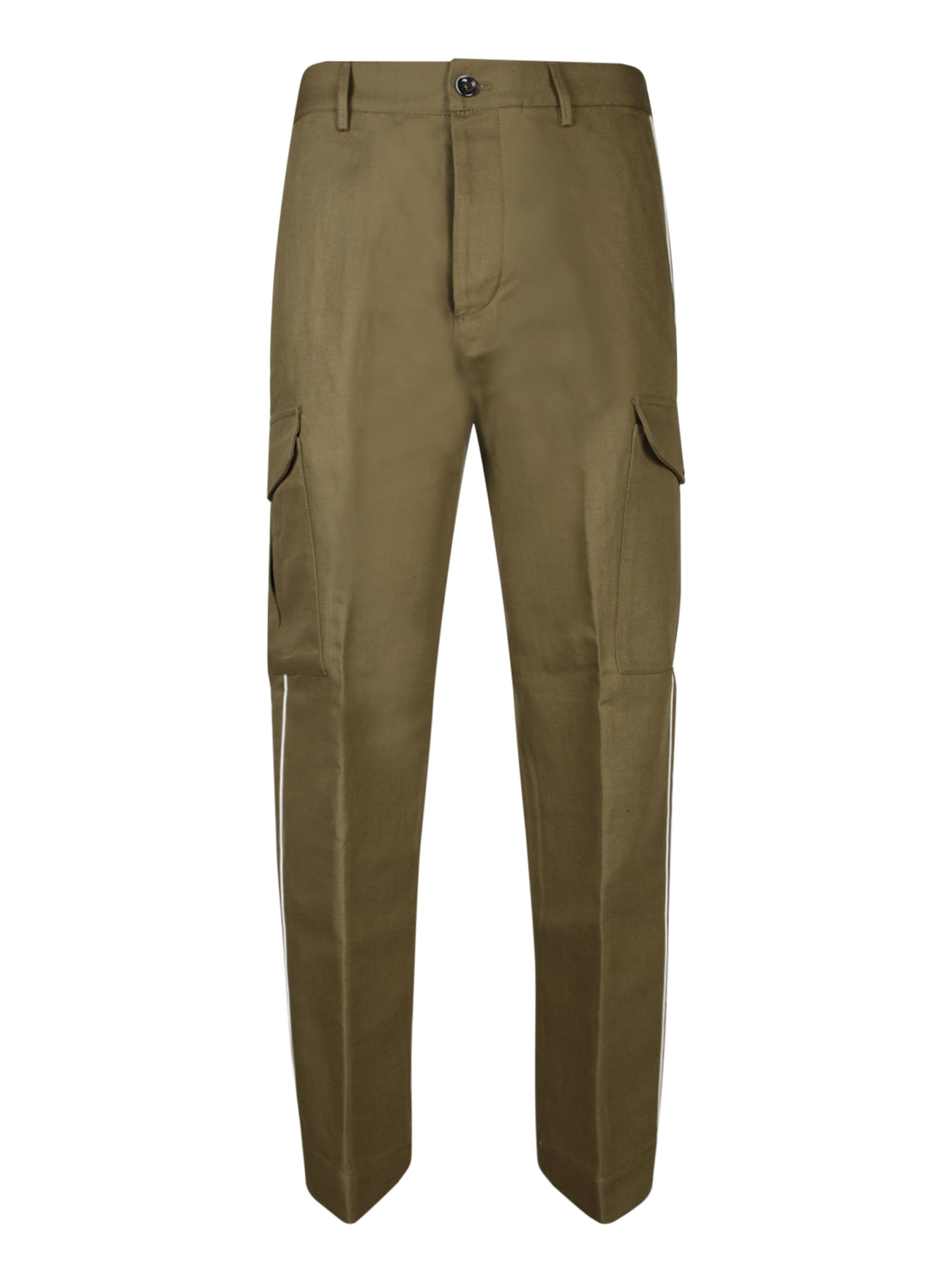 Nine in the Morning Military Green Linen Cargo Trousers