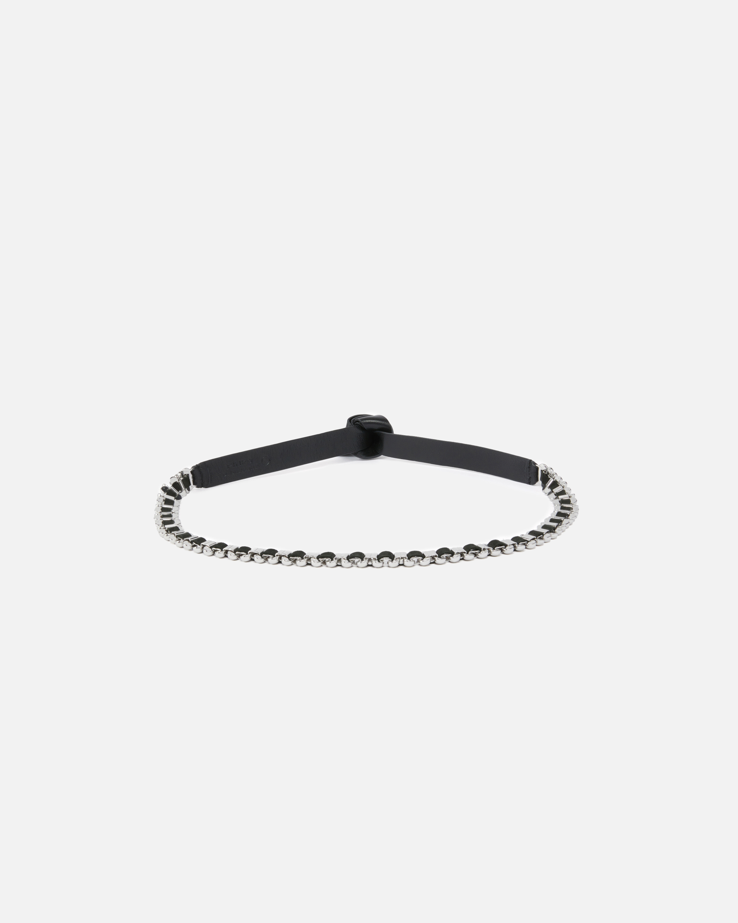 Pinko, Ceinture en cuir avec empiècements en métal, Noir limousine-nickel brillant, XS